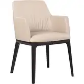 Osaka Dining Arm Chair Light Mocha Leather & Black Wood (Set of 2)